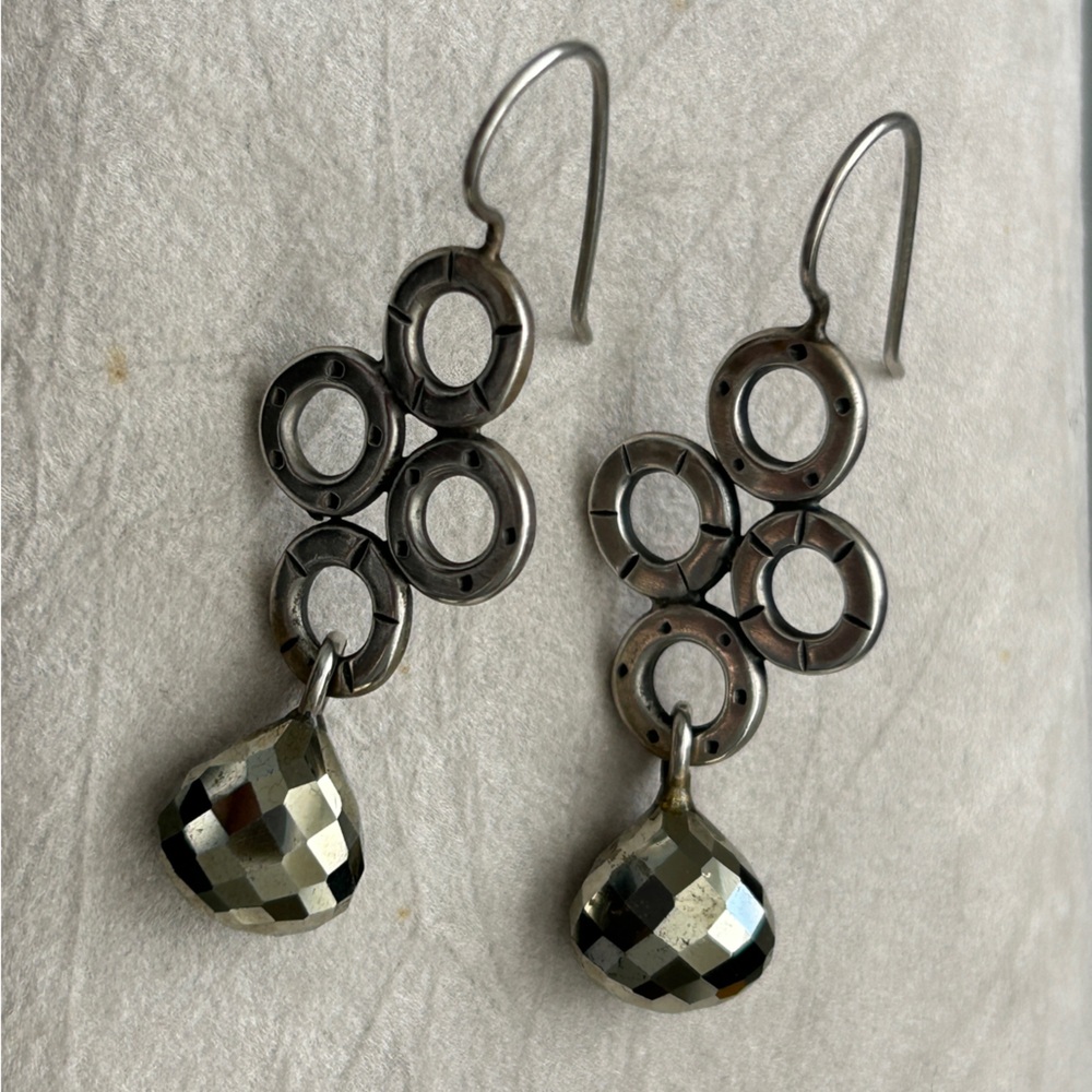 One-of-a-Kind Sterling Silver, Grey Hematite Briolette Chandelier Earrings
